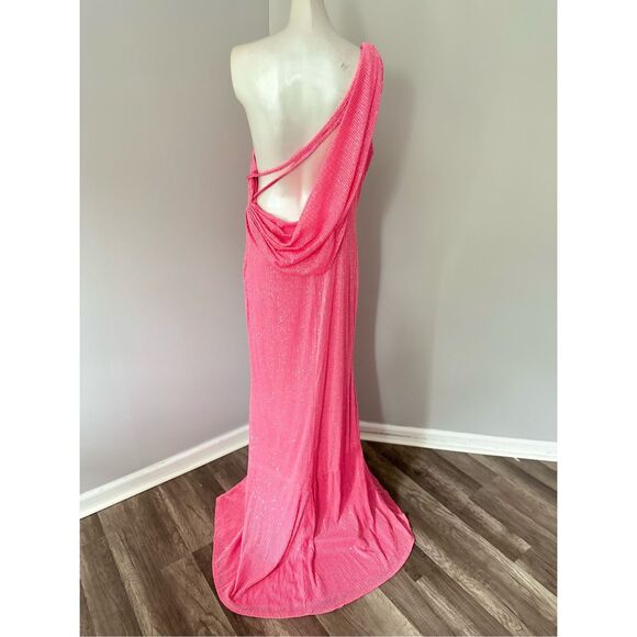 MAC DUGGAL SEQUINED ONE SHOULDER DRAPED BACK GOWN US 8 $398 - Picture 8 of 9